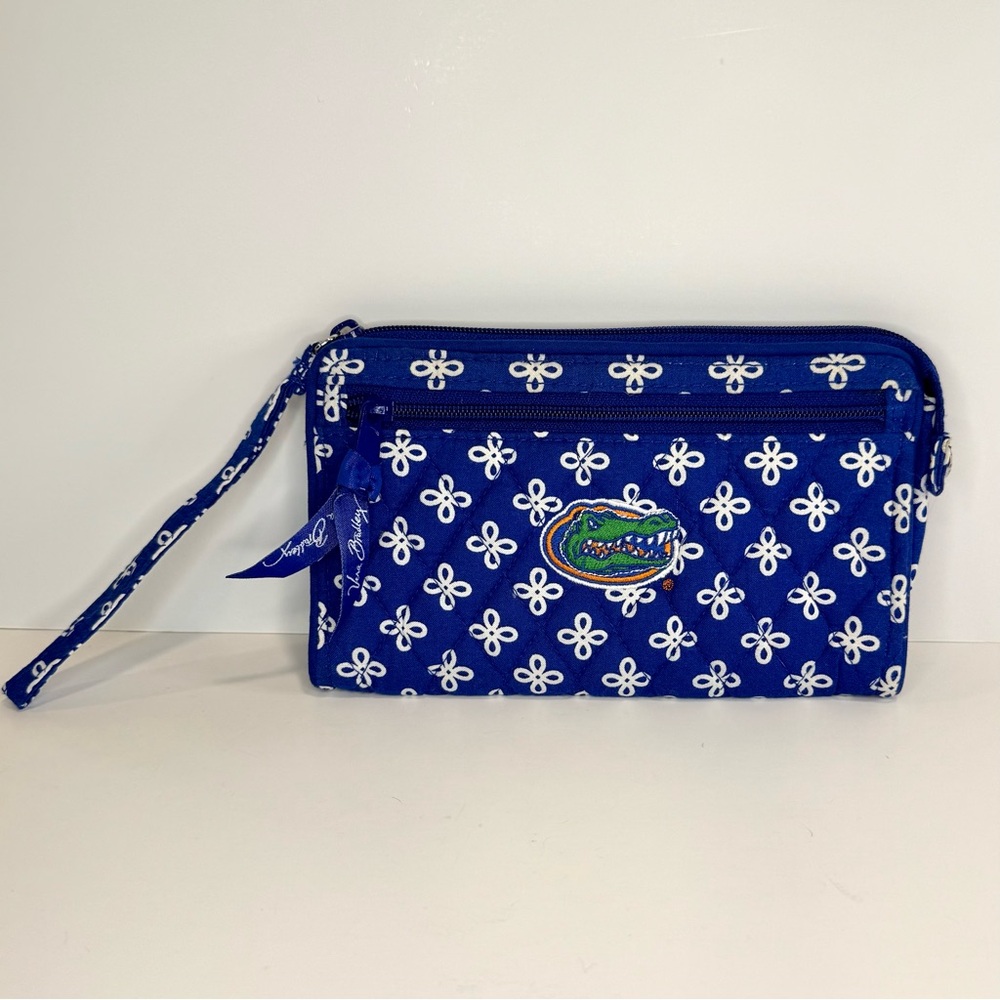 Vera Bradley-Florida Gators-Wristlet Wallet Card Holder-Zip Pocket-Blue-EUC